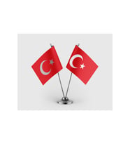 Türkiye Cumhuriyeti Bayrağı İkili Saten Masa Bayrağı Takımı
