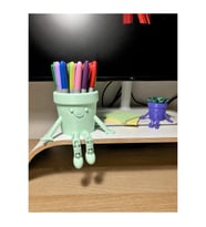 Alvera Hareketli Gülen Kalemlik – 3D Baskı Eklemli Masaüstü Organizer - Mint
