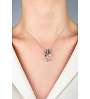 Yılıdz ve İnci Uçlu Charm Çelik Kolye - Gümüş
