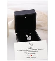 Işıklı Kolye Kutulu Gümüş Kuğu Swan Kalp Kolye - 925 Ayar Gümüş Kolye