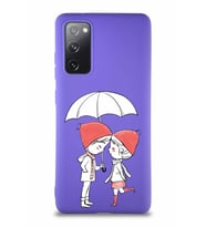 Samsung Galaxy S20 FE Soft Premier Kapak Aşk Tasarımlı Silikon Kılıf - Mor (Şeffaf)