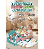 Piyanolu Bebek Oyun Halısı - Müzikli Işıklı Dinozor Temalı Jimnastik ve Aktivite Merkezi (73x56 cm)