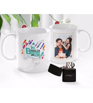 BK Gift Kişiye Özel Babalar Günü Hediyesi Fotoğraflı Kupa Bardak ve Benzinli Çakmak Seti-60 (Model 1)