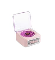 Nostalji Mini Plak Görünümlü Radyolu Bluetooth Hoparlör 3d Ses Dalgası Retro Müzik Plak Pembe