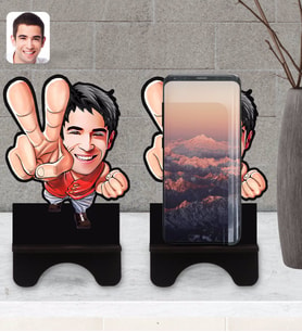 BK Gift Kişiye Özel Erkek Karikatürlü Ahşap Biblo Telefon Standı-33