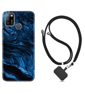 INFINIX Smart 4 5 6 Zero 8 S5 Pro Kılıf Boyun Askılı Silikon Blue MArble 1379
