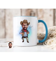 Bk Gift Kişiye Özel Kovboy Karikatürlü Mavi Kupa Bardak-1, Sevgiliye Hediye, Arkadaşa Hediye