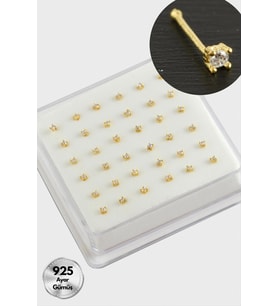 2 mm Kare Zirkon Tek Taşlı Gümüş Hızma 36 Adet