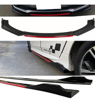 Mercedes C Serisi W204 2006-2014 Kırmızı Şeritli Renkli Ön Lip ve Yan Marşpiyel Seti