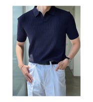Erkek Fitilli Polo Yaka Triko T-Shirt