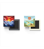 Buzdolap Magnetleri - Kiribati Bayrağı ve Tarawa Retro Tema - 2'li Set Magneti