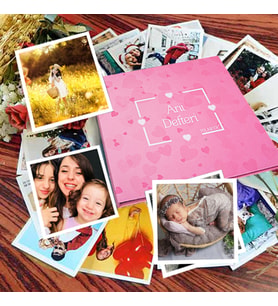 Pembe Anı Defteri 24 Adet 10x10 Cm Solmaz Fotoğraf Baskı, Beyaz Jel Kalem ve Bant Hediye (kendin tasarla, yapıştır, oluştur )