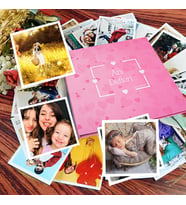 Pembe Anı Defteri 24 Adet 10x10 Cm Solmaz Fotoğraf Baskı, Beyaz Jel Kalem ve Bant Hediye (kendin tasarla, yapıştır, oluştur )
