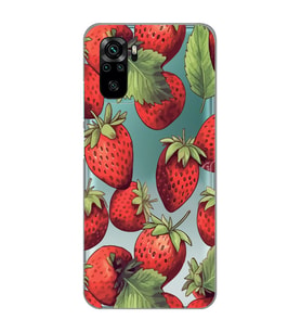 Redmi Note 10/Note 10S Uyumlu Çilek Desenli Şeffaf Telefon Kılıfı