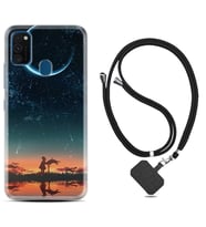 Samsung M21 M22 M23 M30 M31S M32 Kılıf Boyun Askılı Silikon Ay ve Kız 1720
