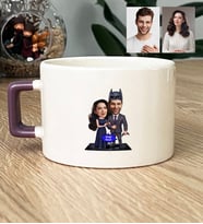 Kişiye Özel Karikatürlü Süper Kahraman Çift Sevgililer Lüks Fincan Sevgililer Günü Hediyesi