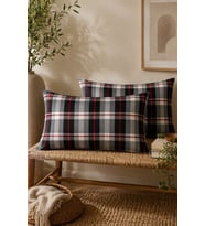 More Home Pamuklu Yastık Kılıfı (2 Adet) 50 x 70 cm Ekose  Gri Siyah