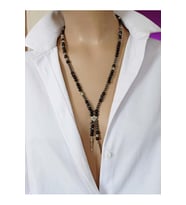 Gece Siyah Oniks Hematit Doğal Taş Unisex Kolye (Çok Renkli)