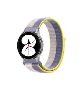 Mey İthalat® Galaxy Watch 4 Hasırlı Cırtcırtlı Kordon - Gri-Beyaz