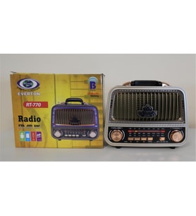 Everton Rt-770 Şarjlı Led Işıklı Nostaljik Radyo(Bluetooth Fm-Usb-Tf-Aux)