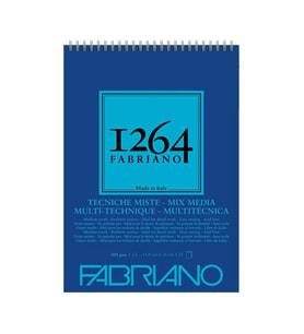 Fabriano 1264 Mix Media Çok Amaçlı Defter 300 gr A5 15 yp Üstten Spiralli 
