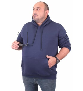Starbattal Büyük Beden Erkek Basic Sweat Kapüşonlu 11700 INDIGO