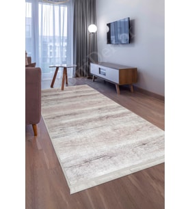 Dijidekor Halı Vizon Cool KY7005 Yıkanabilir Saçaklı Kesme İnce Yolluk Kilim Salon Halısı Modelleri (Açık Vizon)