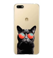 PrintiFy Huawei Y5 2018 ile Uyumlu 1mm Slim Fit Kedi 3 050d Baskılı Şeffaf  Kılıf
