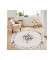 Eliana Home Baskılı, Yıkanabilir Kaymaz Taban Yuvarlak Halı LNA7297-SD404 120x120 cm (Krem)