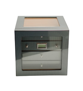 PremiumQuality Recoleta Karbon Desenli Sedir Humidor Puro Kutusu