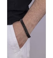 Gümüş Pazarım Siyah Kordon Model Çelik Erkek Bileklik