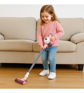 Pembe Dikey Elektrik Süpürge Oyuncak Vakum Fonksiyonlu ve Aksesuar Başlıklı