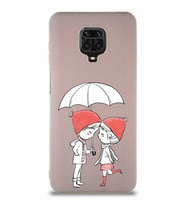 Xiaomi Redmi Note 9S Soft Premier Kapak Aşk Tasarımlı Silikon Kılıf - Pudra (Şeffaf)