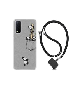 Vivo Y11s Kılıf Silikon Ipli Boyun Askılı Desenli Pandalar 1798