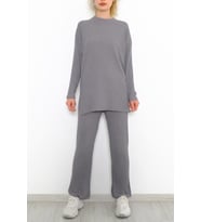  Zhlbutik Uzun Kullu Fitilli Takım (Koyu Gri)
