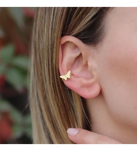 Kelebek Modeli Gold Kaplama Gümüş Kıkırdak