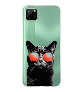 PrintiFy Realme C11  ile Uyumlu 1mm Slim Fit Kedi 3 050d Baskılı Şeffaf  Kılıf