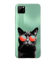 PrintiFy Realme C11  ile Uyumlu 1mm Slim Fit Kedi 3 050d Baskılı Şeffaf  Kılıf