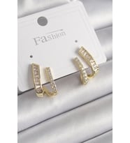 Pirinç Gold Renk Zirkon Taşlı Kadın Küpe 5886