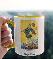 Kişiye Özel Tarot Kartı Tasarımlı Sarı Kupa Bardak Model-8