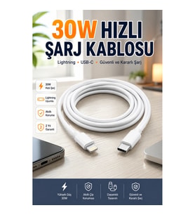 30W Hızlı Şarj Adaptörü Lightning Uyumlu iOS Cihazlar İçin