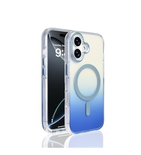 Coverzone iPhone 17 i�in K?l?f MagSafe ile uyumlu Transparan Renk Ge�i?li Z-Toros M-safe Kablosuz ?arj destekli Gradyan Tasar?m IPHONE 17 ?LE UYUMLU KILIF Mavi