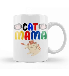 Cat Mama Funny Cat Lover Gifts For   Men Kids Kupa Bardak Porselen