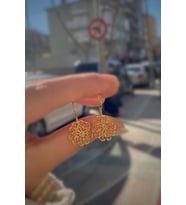Gümüş telkari model taşsız anne küpesi (Sarı)