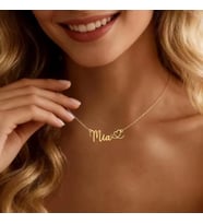 Kişiye Özel 925 Ayar Gümüş Şık Kalp İsim Kolye (Gold)