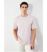 LCWAIKIKI Classic Pembe Bisiklet Yaka Baskılı Erkek Tişört