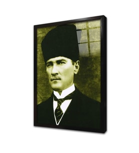 Kalpaklı Atatürk Çerçeveli Cam Tablo