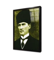 Kalpaklı Atatürk Çerçeveli Cam Tablo