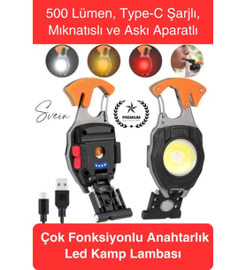 #LedLamba 500 Lümen Çok Fonksiyonlu Anahtarlık Kamp Lambası Type-C Mıknatıslı Hafif Outdoor Şarjlı