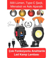 #LedLamba 500 Lümen Çok Fonksiyonlu Anahtarlık Kamp Lambası Type-C Mıknatıslı Hafif Outdoor Şarjlı